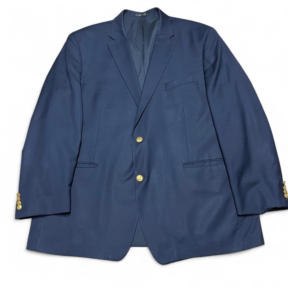 Lauren Ralph Lauren Blazer Sport Coat Mens 50L Navy Wool Gold Button Vented